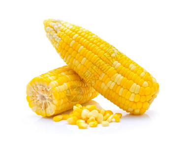 白背景上孤立的甜玉米背景图片