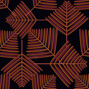 纤维纺织品包装纸的现代设计矢量说明热带古树棕榈叶无缝植物背景插画