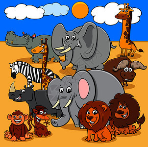 卡通非洲动物角色插图图片
