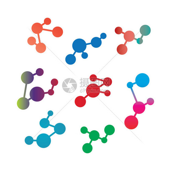 分子结构化学式矢量图图片