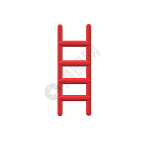 3d红色梯子图标以白色背景平板风格红色梯子图标用于网站设计标识应用程序ui梯子符号图片