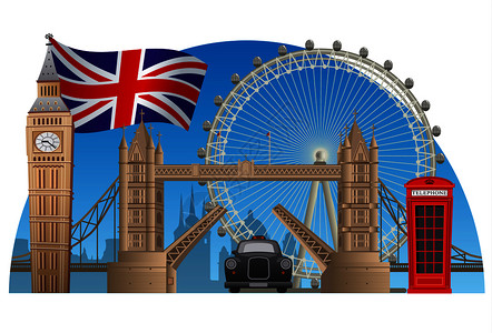 英国伦敦大本钟英格兰和隆登城镇的概念说明设计图片