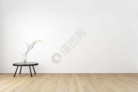 空白壁背景的室内客厅最小设计3D图片