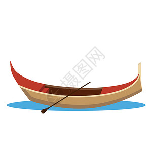 红色的船威尼斯小船插画