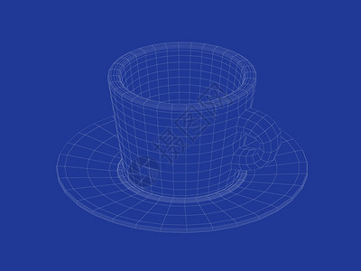 3D咖啡杯电线框架模型图片