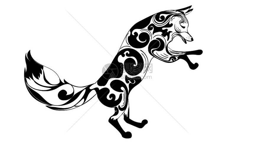 跳跃姿势的装饰狐狸