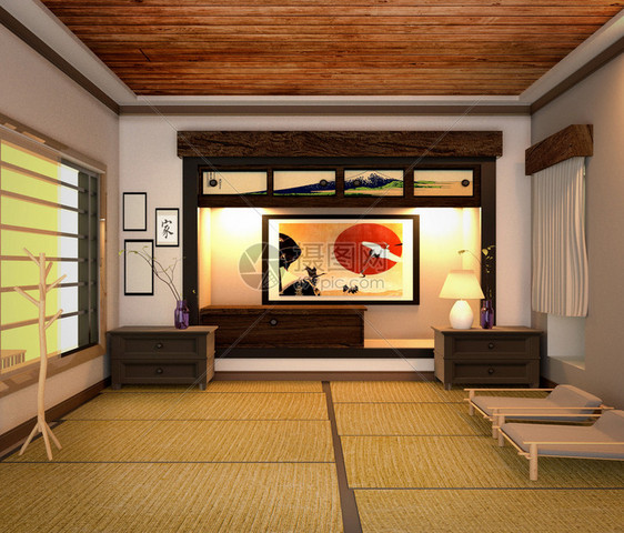 室内客厅日本风格3D图片