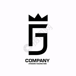 首字母f和j带有皇冠单色颜矢量概念图片