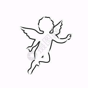 可爱翅膀天使矢量概念草图图片