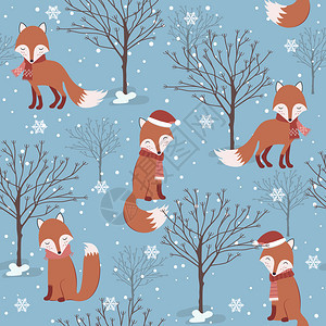 圣诞节卡通可爱狐狸图片