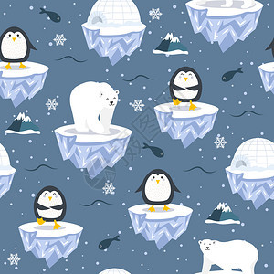 圣诞节企鹅与北极熊图片
