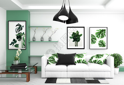 室内客厅具有构成分的现代热带风格室最起码设计图片