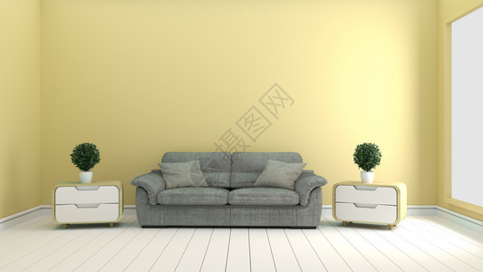 黄色房间漂亮空现代光亮室内3D图片