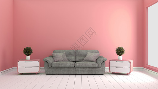 粉红色房间漂亮空现代光亮的内部3D图片
