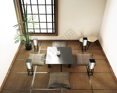 室内设计客厅有桌子塔米垫地板图片