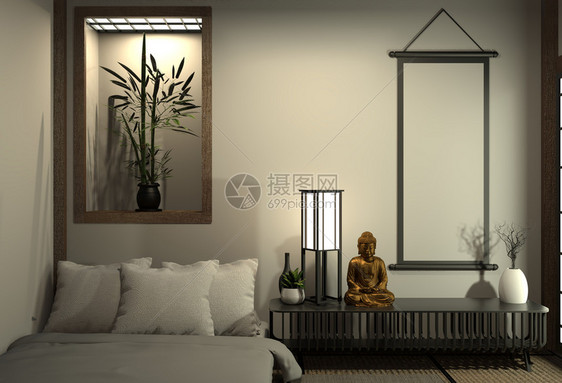 现代和平卧室zen风格的卧室和装饰日本式的卧室3d图片