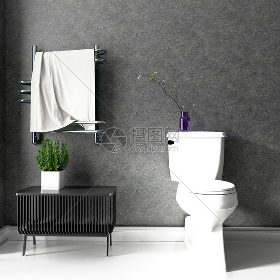 现代阁楼式厕所房间3D图片