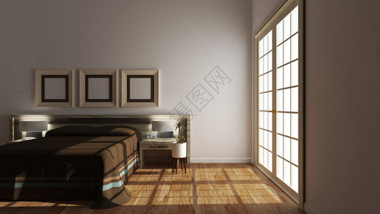 空房间现代床内置3DProfev图片