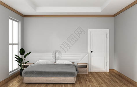 空房间现代床室内3D图片
