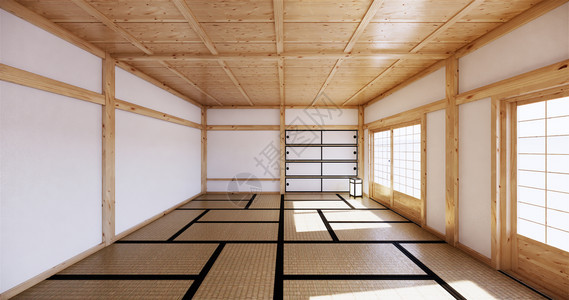室内设计现代客厅空房桌子塔米垫地板3D图片