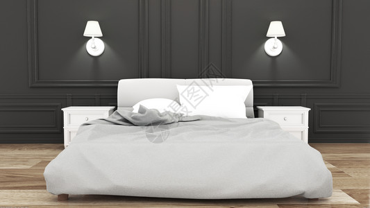 黑色墙奢华风格的优雅睡房3D背景图片