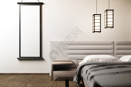 日本游海报3D模拟豪华品式卧室背景