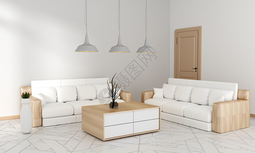 在客厅的沙发模拟日本现代风格3D图片