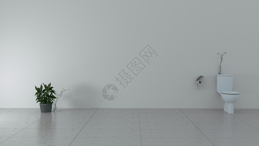 现代洗手间白色瓷砖现代浴室3D图片