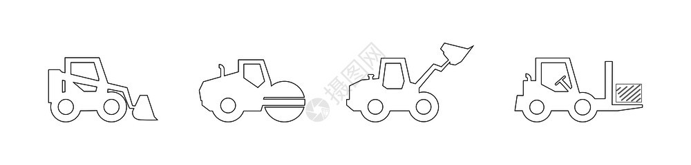 建筑机械的平面图标设计图片