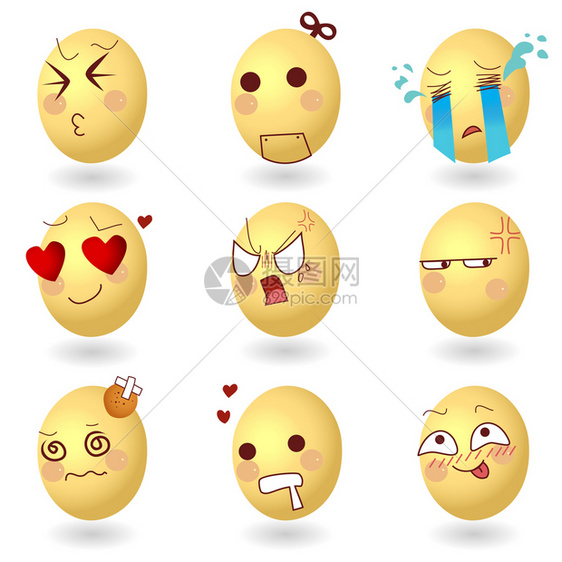 鸡蛋表情矢量插图图片