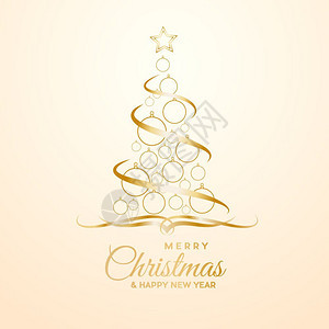 矢量抽象覆盖金色圣诞树带有文字图片
