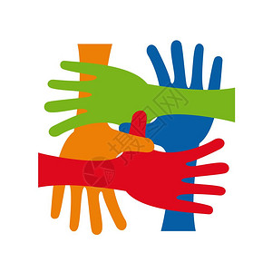 会声会影汇聚矢量代表团队合作双手交叉插画