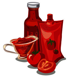 番茄酱汁和切片番茄的插图酱和汁图片