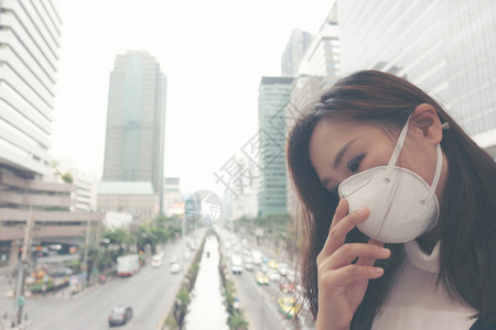 手扶着口罩的女人背景图片