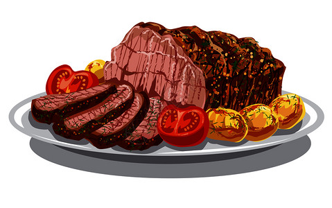 插画  |烤肉串303536893插画  |煮熟牛舌插画  |肉和酱汁插画  |烤肉