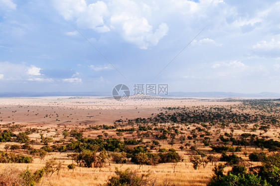 Serngtiraumti保留野生物公园草原美丽宽阔的地貌和山丘在夜光下图片