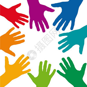 会声会影汇聚矢量背景团队工作双手交叉插画