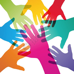 会声会影汇聚矢量背景团队工作双手交叉插画