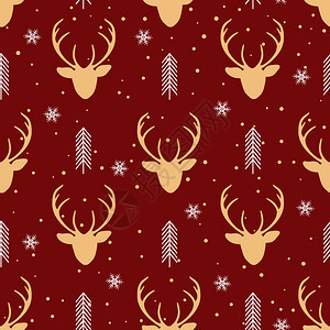 圣诞节无缝模式有驯鹿背景冬季模式有鹿包装纸模式填充冬季问候网页背景圣诞节和新年贺卡图片