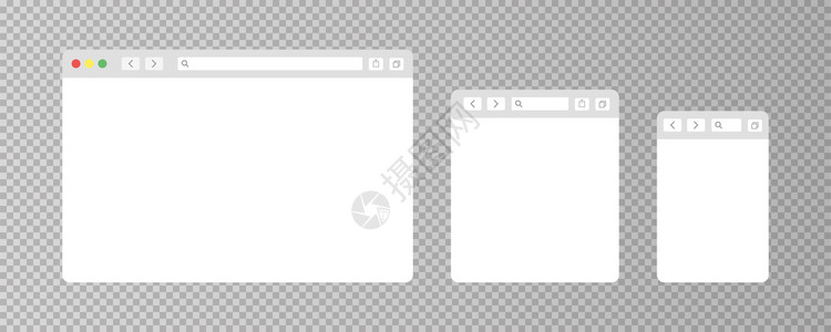浏览器窗口孤立的矢量网络元素透明背景设计模板带有用于移动设备计的浏览器窗口空白模板网站设计模型eps10图片