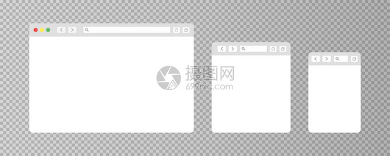 浏览器窗口孤立的矢量网络元素透明背景设计模板带有用于移动设备计的浏览器窗口空白模板网站设计模型eps10图片