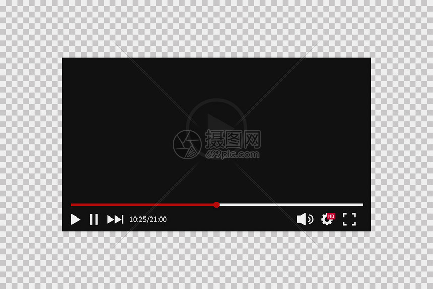 网络设计视频播放器栏互联网技术视频媒体播放器符号模拟网站界面eps10图片