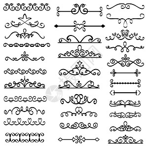 旧文本分隔器书写边框装饰品和老式分隔器矢量集图片
