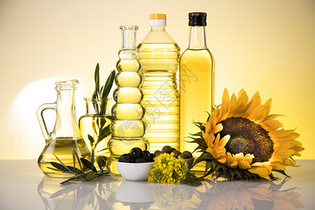 食用油产品、额外处方橄榄向日葵籽油背景图片