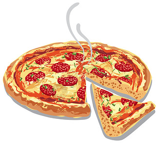 肉披萨比萨插画