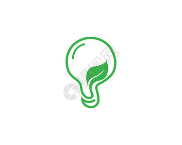 绿色灯泡能源模板概念叶矢量图片