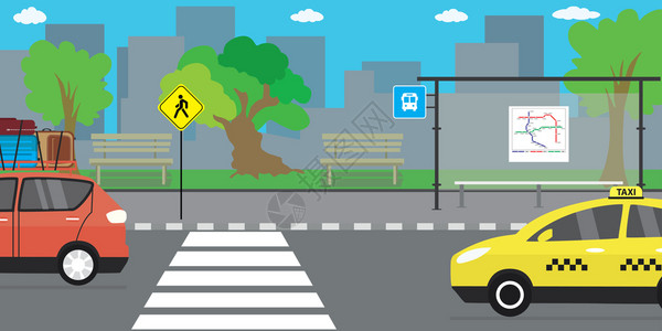 何去何从,交叉路空城市街道和公路共交通站城市生活概念户外公寓式