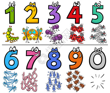 字绣昆虫漫画插图一至九数字插画