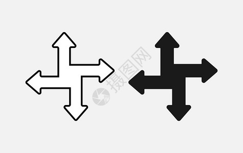 模板样式带有四方向多箭头的简单图标平面样式插画