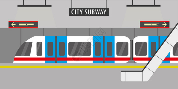 往返地铁站城市下扶梯膨胀矢量图地铁站插画